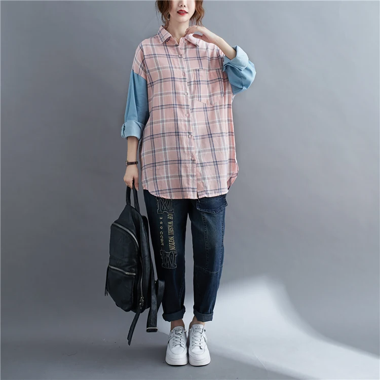 Title 5, Patchwork Long-sleeved Loose Fit Oversized Shirt
