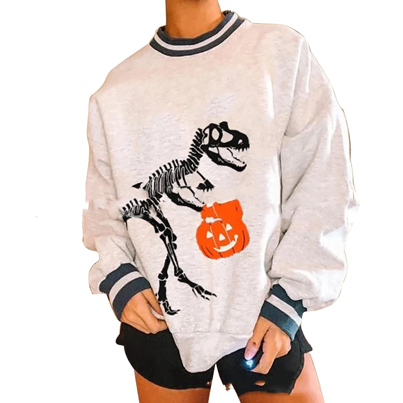 Title 5, Suéter feminino de Halloween com estampa de abó...