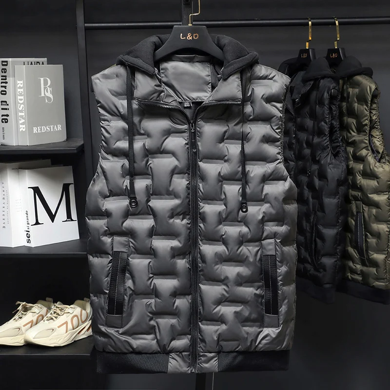Title 7, Hooded sleeveless warm vest all-match jacket, p...