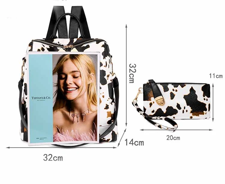 Title 1, Mochila feminina de couro estampada, elegante e...