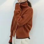 Women's Turtleneck Sweater Coat, Loose Fit, Casual Style. A comfortable and versatile sweater coat, perfect for everyday — photo 2