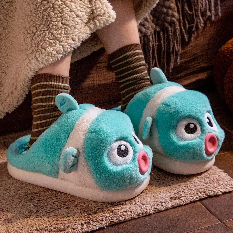 Pantofole in cotone spesse e comode per la casa da donna, con design pesce pagliaccio e labbra migliorate, per il massimo comfort. — foto 1