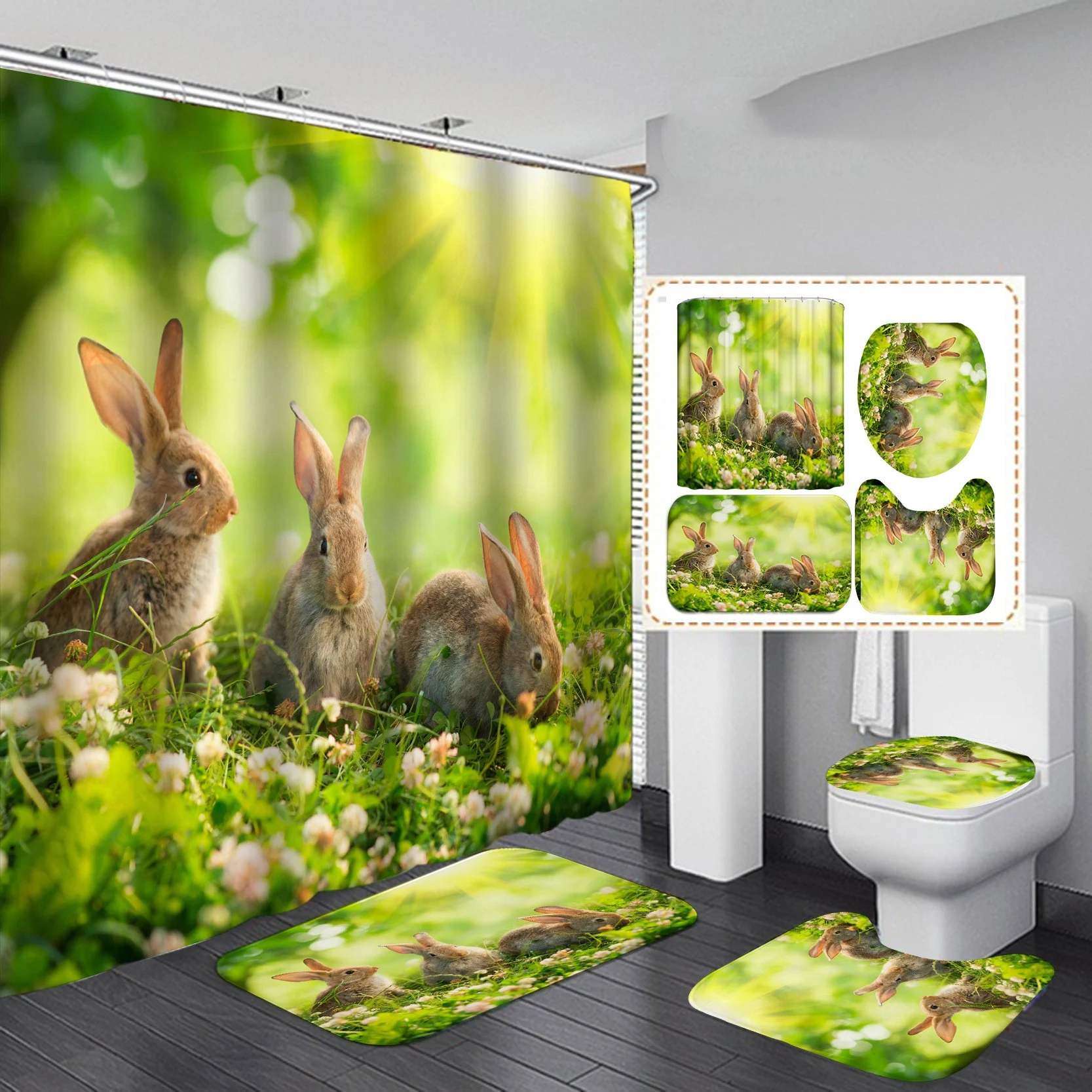 New Digital Printing Waterproof Polyester Shower Curtain for a stylish, modern bathroom, easy to clean and maintain, dur — photo 10