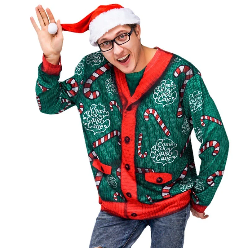 Kersttrui Bedrukt Lange Mouw T-shirt Toneelkleding Performance Perfect voor Optredens en Feestdagen — foto 4