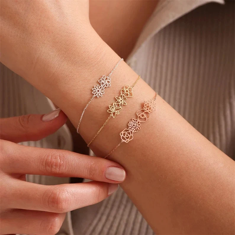 Title 1, Brazalete de flores minimalista y versátil para...