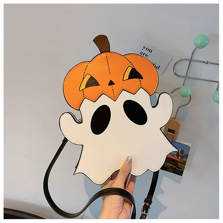 Bolsa de ombro quadrada de abóbora para Halloween com personalidade excêntrica, ideal para um visual estiloso e divertido. — foto 5