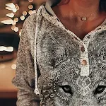 Moletom feminino com estampa de animal lobo casual — foto 4