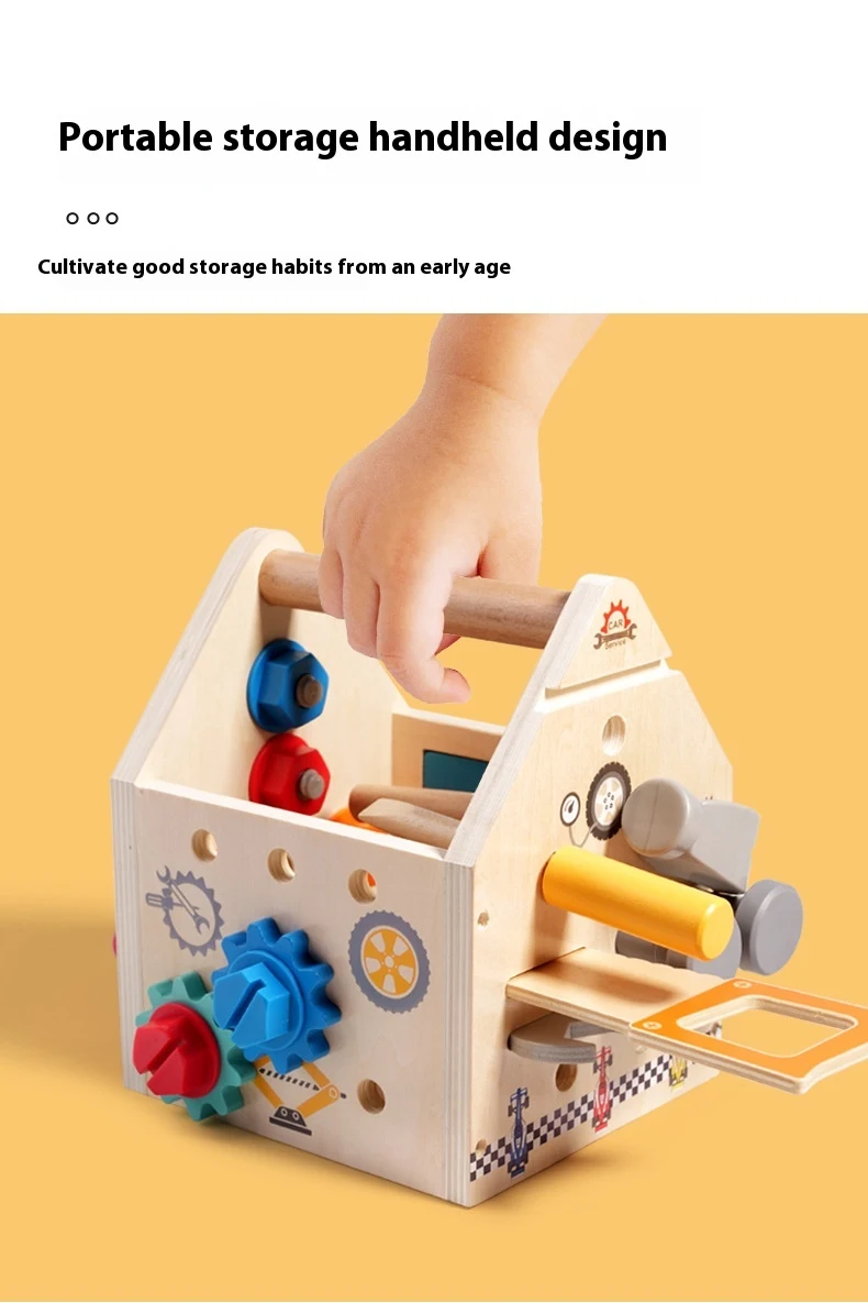 Title 1, Childrens Wooden Hand-held Repair Toolbox Puzz...