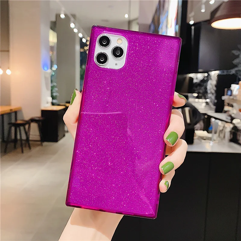 Title 3, Glitter Square Fluorescent Silicone Phone Case,...