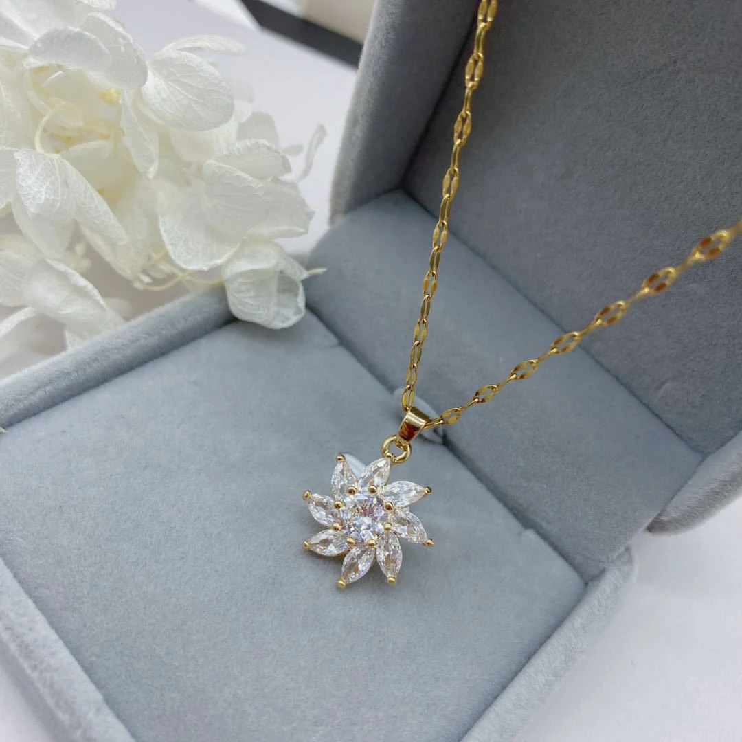 Moda White Crystal Sun Flower Pingente — foto 2
