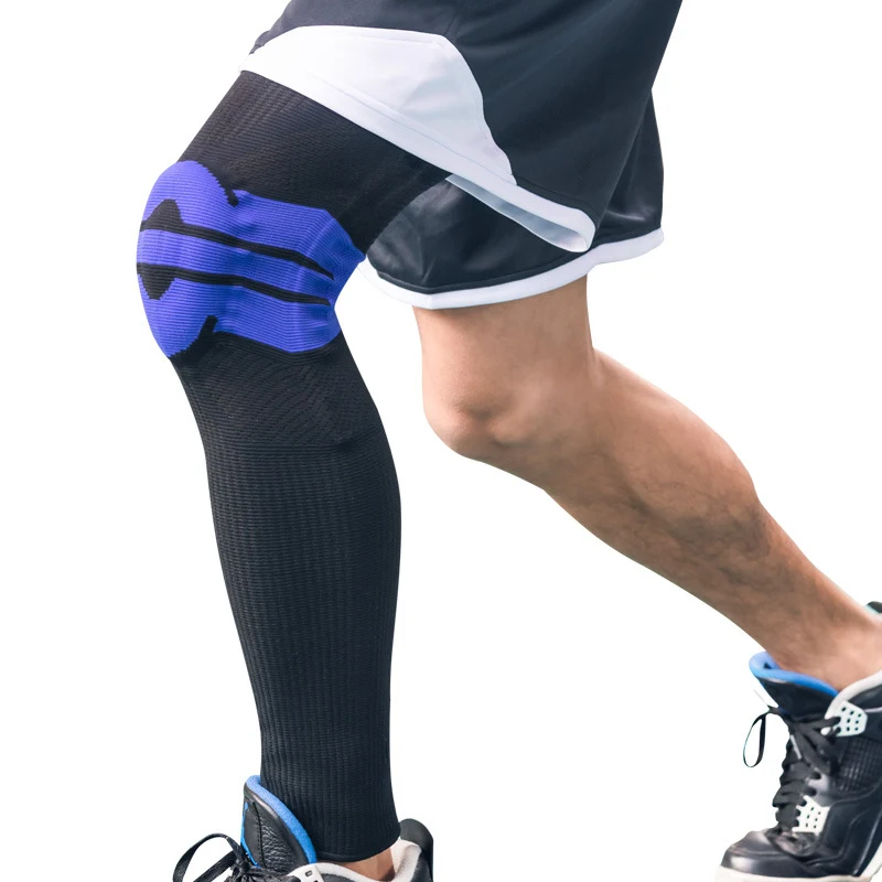 Joelheira Esportiva Longa Tricotada Compressão Quente Basquete Futebol Proteção Menisco Patela Leggings Masculina — foto 2