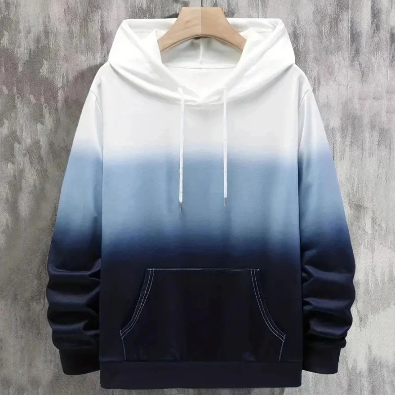 Moletom masculino de manga longa com capuz, estampa 3D gradiente, casual, outono, para uso diário e lazer. Conforto e estilo. — foto 1