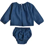 Roupa de bebê triangular de denim Conforto e estilo para seu pequeno Design triangular exclusivo Tecido jeans macio e durável Perfeito para brincar e explorar Livre movimento — foto 4