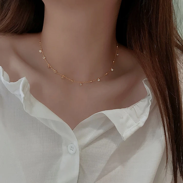 Title 3, Colar feminino de prata esterlina S925 com zirc...