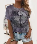 T-shirt Casual Girocollo con Stampa Animale 3D Maniche Corte. Perfetta per l'estate. Comoda e alla moda. Design digitale unico per un look originale. — foto 3