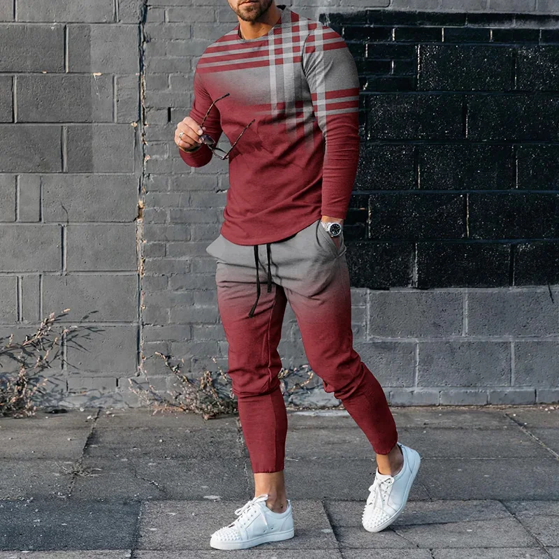 Herren Sweatshirt Anzug mit Rundhalsausschnitt und Streifen Bequemer Freizeitlook für Herren Alltagstauglich und stilvoll Kombiniere Komfort und Mode — foto 6