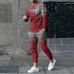 Herren Sweatshirt Anzug mit Rundhalsausschnitt und Streifen Bequemer Freizeitlook für Herren Alltagstauglich und stilvoll Kombiniere Komfort und Mode — foto 6