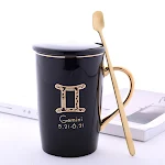 Twelve Constellation Ceramic Mug with Gold Handle, Spoon, and Lid. Enjoy your favorite hot beverages with style and conv — photo 22