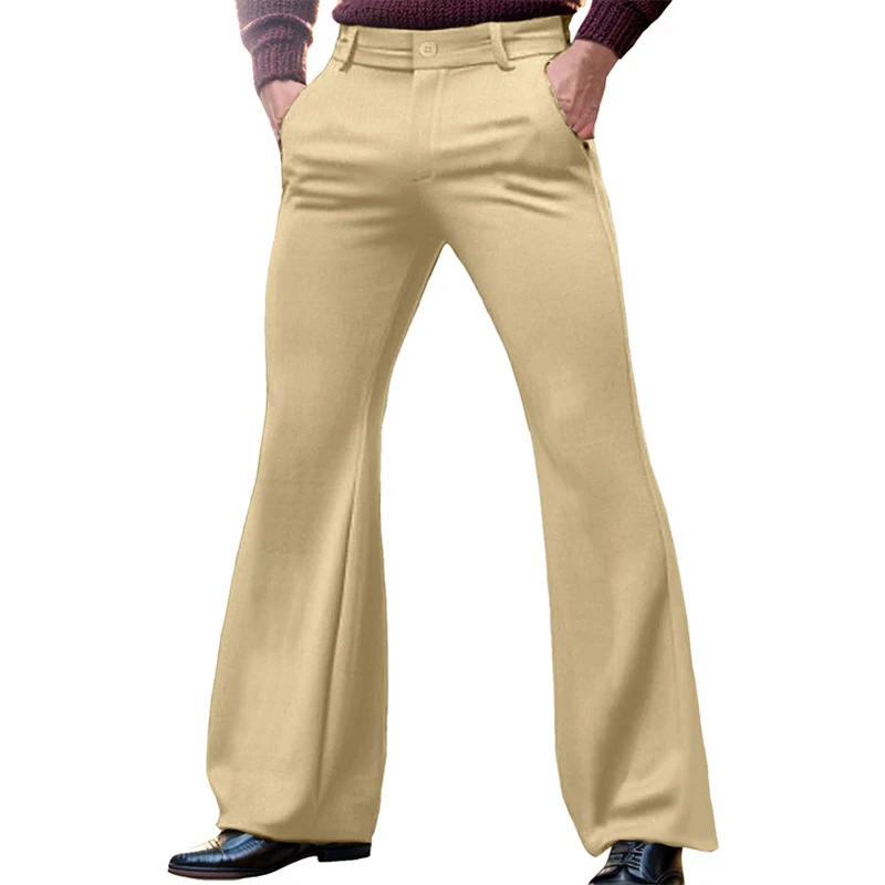 Men's Solid Color Stretch Slim Fit Oblique Pocket Fashion Flared Pants. Comfortable, stylish, and perfect for a modern, — photo 3