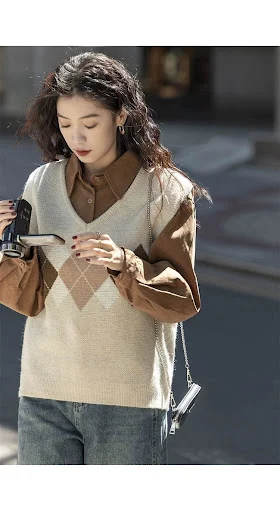 Title 14, Hong Kong Style Top Vintage Long Sleeve Shirt C...