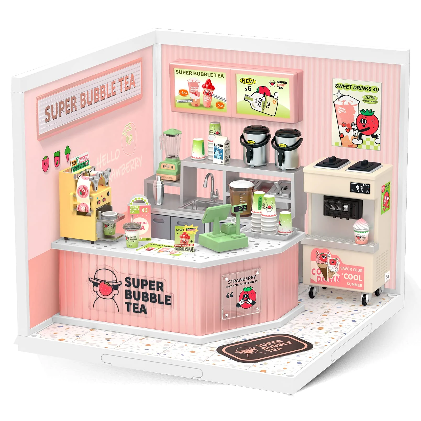 Robotime Rolife Super Creator Casa in Miniatura DIY Caffè e Negozio di Energia con mattoncini. Costruisci e crea il tuo mondo. Versione inglese. — foto 8