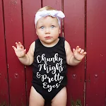 Romper Chunky And Pretty Verão para Bebê Menina e Menino, Sem Mangas, com Letras, Macacão Roupa de Sol para Crianças Pequenas — foto 2