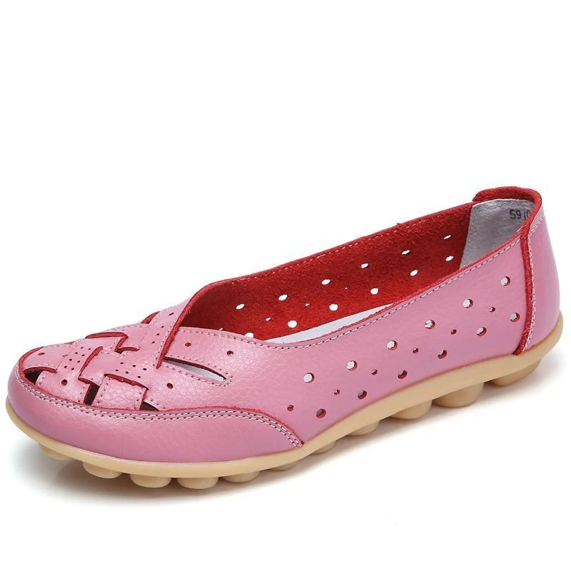 Women's Middle-aged and Elderly Hollow Hole Flat Gommino Shoes, Round Toe, Soft Bottom, Comfortable Walking, Everyday We — photo 2