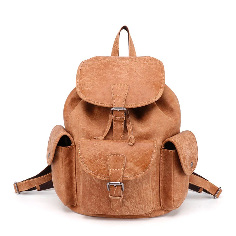 Mochila casual de couro vintage, ideal para o dia a dia, espaçosa e elegante. Perfeita para transportar seus pertences com conforto e estilo. — foto 5