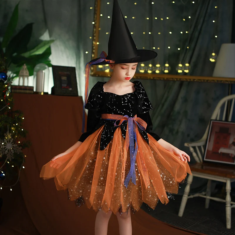 Haloween dečija odeća Haljina za devojčice Savršena za kostime i zabave. Udoban, simpatičan dizajn za proslavu Noći veštica i sakupljanje slatkiša — foto 5