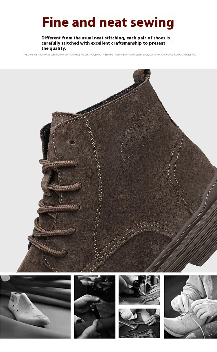 Round Toe Top Layer Cowhide Casual Men's Leather Boots for everyday wear. Comfortable and stylish leather boots for casu — photo 12