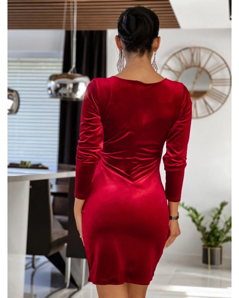 Title 2, Solid Color And V-neck Dress