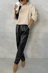 Women's Elastic Waist with Pocket Street Leather Pants. Comfortable, stylish, and practical leather pants for everyday w — photo 6