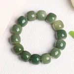 Pulseira feminina de mão com raiz de Bodhi de jade branco, moda e espiritualidade, elegância natural e estilo único. — foto 7