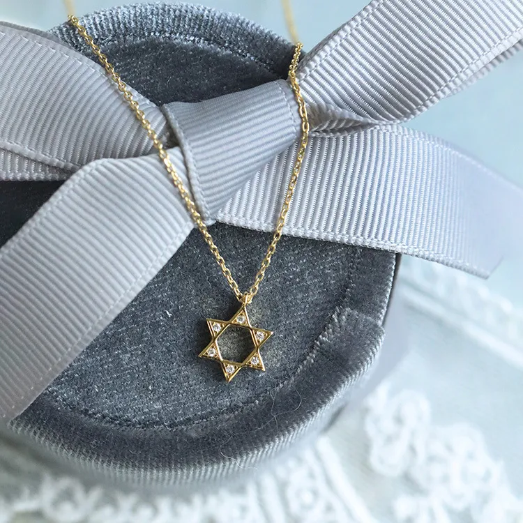 Colar Feminino Prata Esterlina Banhado a Ouro Estrela de Seis Pontas Joia Pingente Um Presente Encantador — foto 9