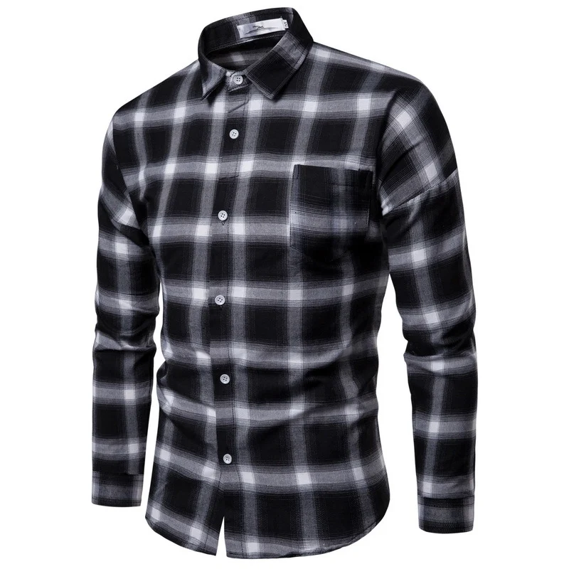Men's New Classic Korean Plaid Long-Sleeved Shirt. Effortless style and comfort for everyday wear. A versatile wardrobe — photo 2