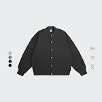 Giacca cardigan baseball in pile, vestibilità ampia, con bordi a coste, uniforme sportiva, solida e confortevole per un look casual e alla moda. — foto 1