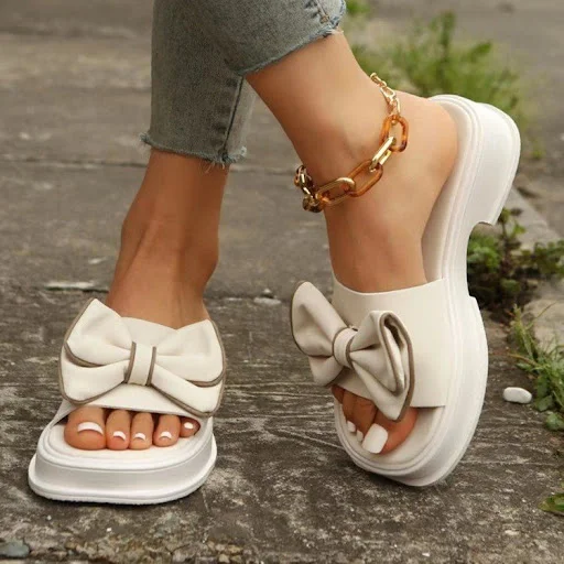 Title 3, Muffin Platform Bow Slippers with Soft Bottom. ...