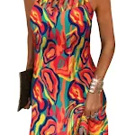 Women's Positioning Printed Hollow Sleeveless Dress. Stay cool and stylish with this flattering sleeveless dress, perfec — photo 7