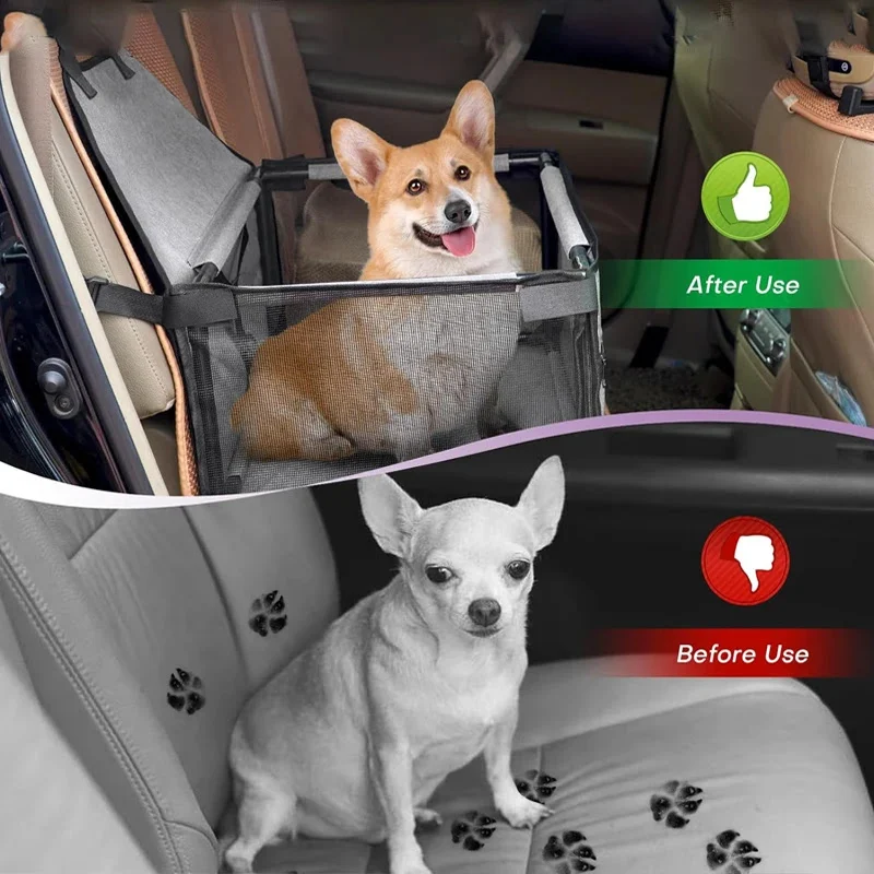 Dog car seat cover folding hammock pet carrier bag basket for cats stable foldable travel pet dog car seat protection. — photo 10