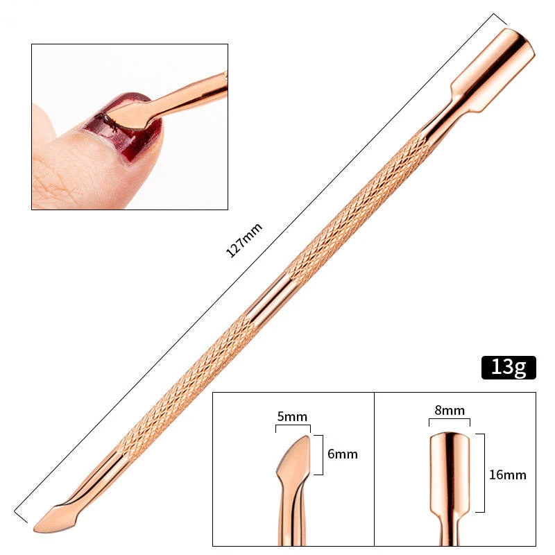 Stainless Steel Nail Art Dead Skin Pusher, Double-headed Nail Remover, Titanium Color Nail File for Professional Manicur — photo 2