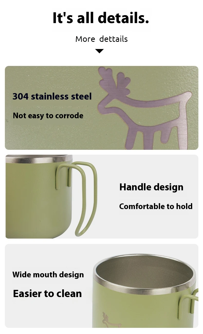 Double-layer 304 Stainless Steel Camping Picnic Cup with Anti-Scald Handle, perfect for outdoor use, durable and easy to — photo 12