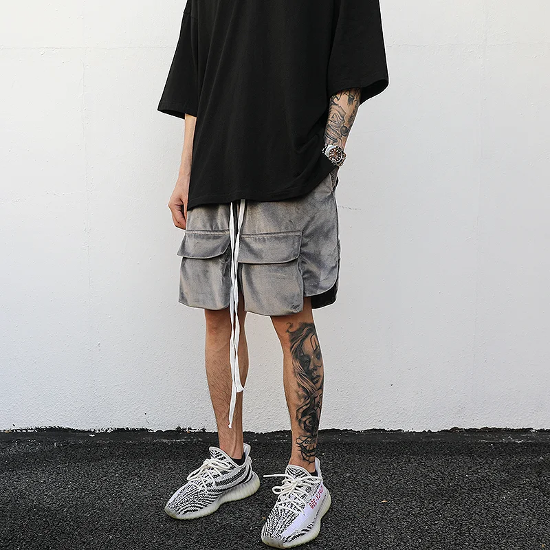 Title 1, Body Cut Velvet Loose Shorts With Large Pockets...