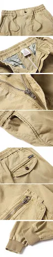 Title 8, Solid Color Skinny Pants Multi-pocket Mens Wor...