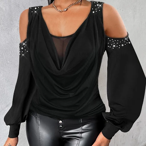 Title 2, Womens Off-the-Shoulder Long Sleeve Top for ef...