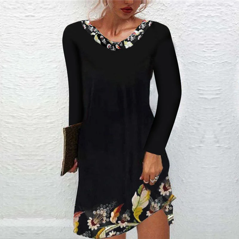 Title 2, Autumn And Winter Printing Dress Women