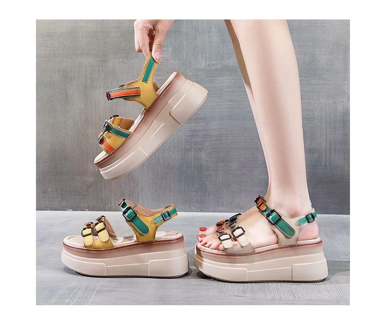 Colorful color-matching trendy women's summer platform sandals. Step out in style and comfort this summer with these fas — photo 10