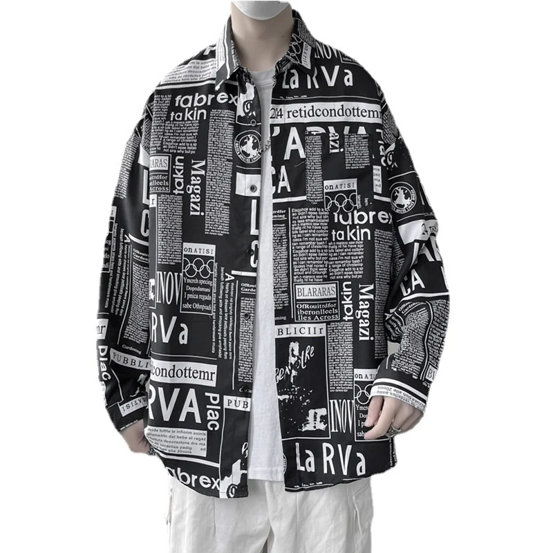 Camicia da uomo casual a maniche lunghe, ampia e confortevole, perfetta per un look rilassato e versatile, ideale per il tempo libero e l'uso quotidiano. — foto 1