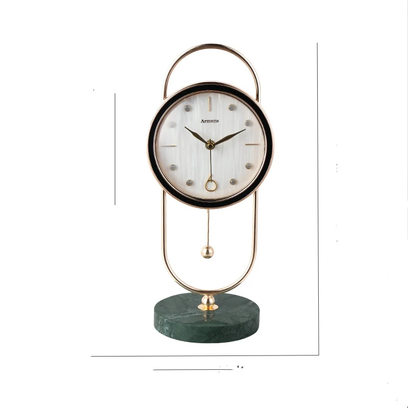 Title 5, European Marble Light Luxury Clock Desk Fashion...