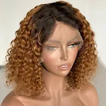 Peruca lace front bob ondulada ombre com repartição lateral. Visual natural, fácil de usar e estilizar para um look moderno e elegante. — foto 2