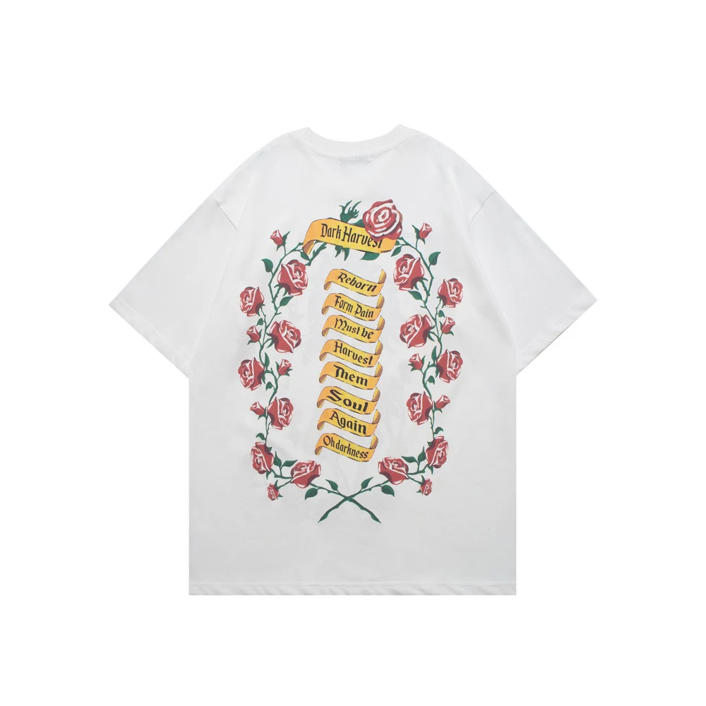 Camiseta de manga curta com estampa de caveira hip hop, estilo urbano e despojado, ideal para um visual moderno e confortável. — foto 4